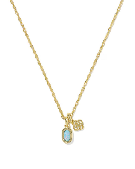 Kendra Scott - Necklace - Mini Elisa Dira Gold - Blue Lab Grown Opal - Findlay Rowe Designs