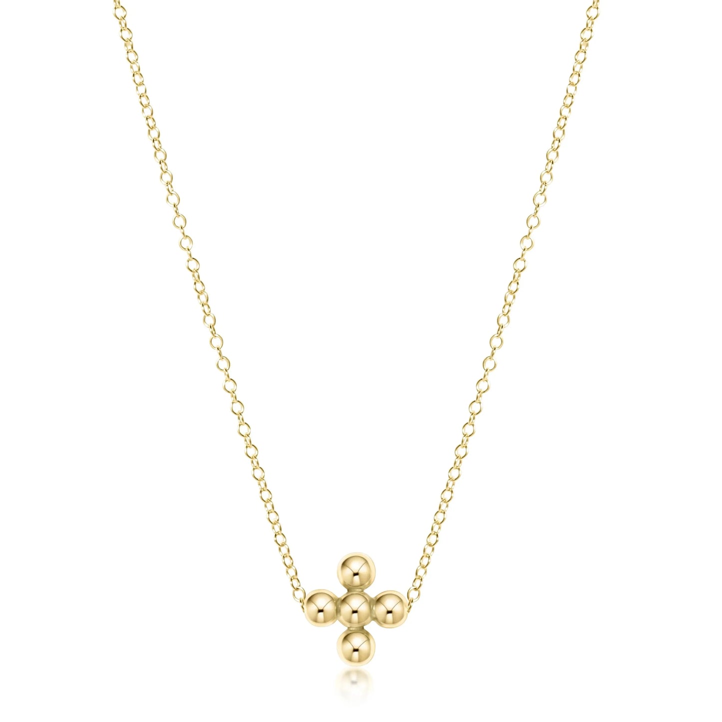 Enewton - 16in Necklace Gold - Classic Beaded Signature Cross Gold - 4mm Bead - Findlay Rowe Designs