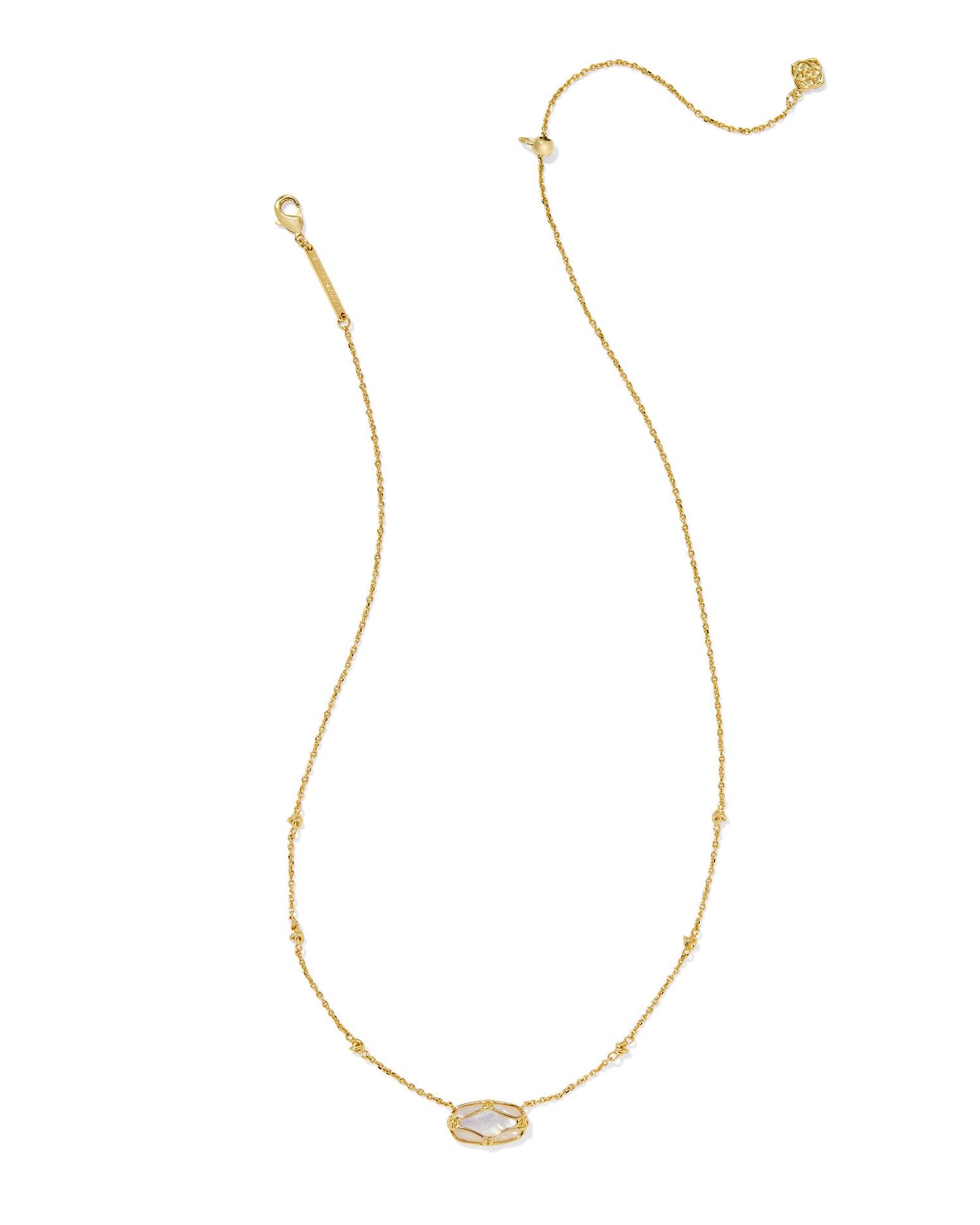 Kendra Scott - Necklace - Elisa Lattice Frame Gold Short Pendant - Gold Ivory Mother of Pearl - Findlay Rowe Designs