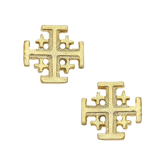 Susan Shaw - Earring - Jerusalem Cross Stud - Gold - Findlay Rowe Designs
