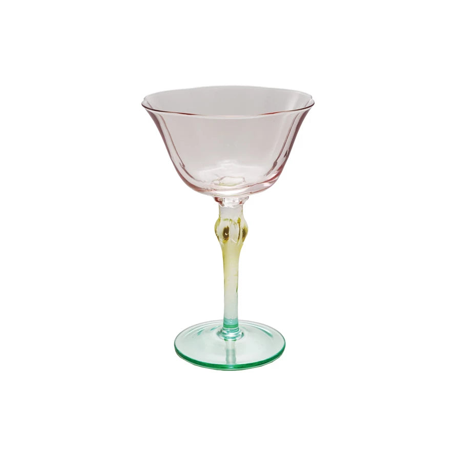 Stemmed Wine Glass - 6 oz - Pink Yellow & Green - Findlay Rowe Designs