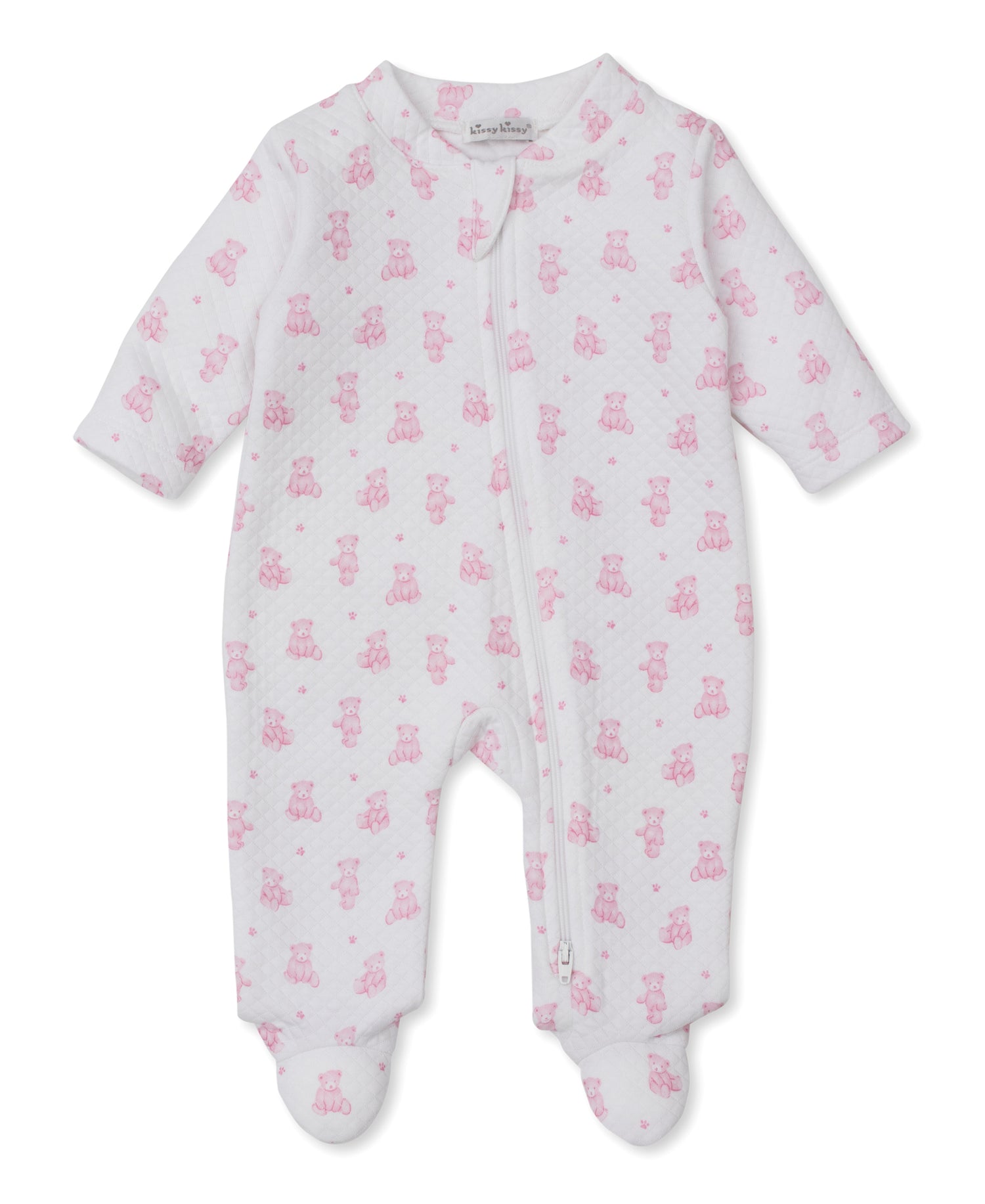 Kissy Kissy - Jacquard Zip Footie - Teddy Bear - Pink - Findlay Rowe Designs