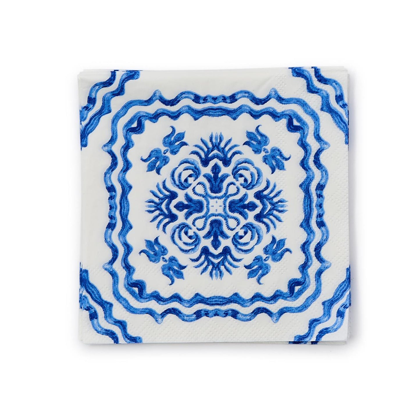 Cocktail Napkins - Blue Tile Block Print - Findlay Rowe Designs