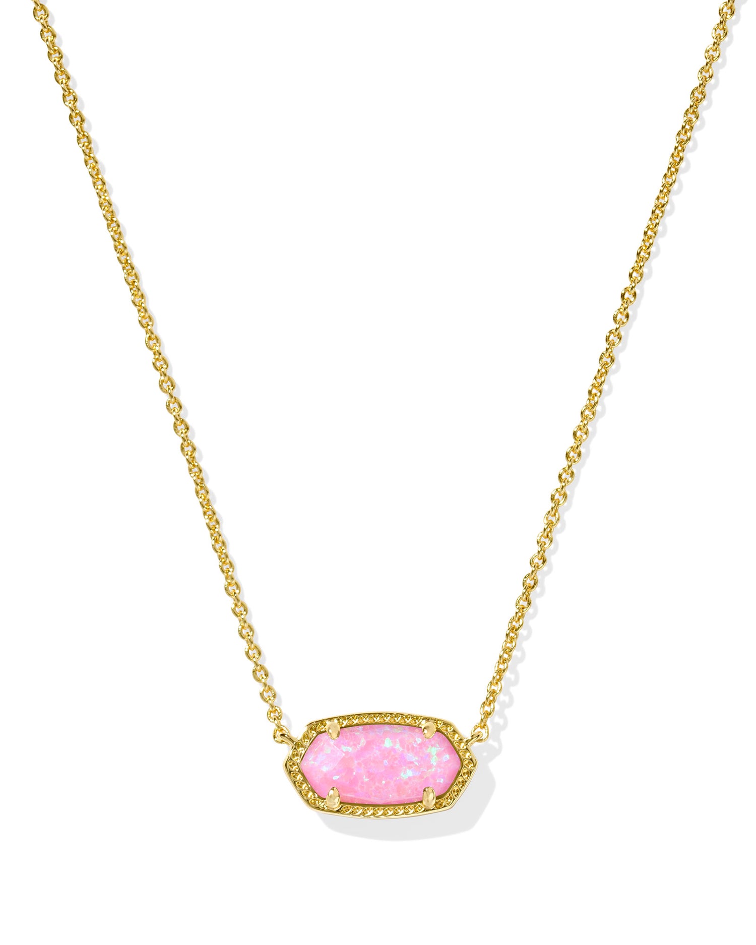 Kendra Scott - Necklace - Elisa Gold Short Pendant Necklace - Carnation Kyocera Opal - Findlay Rowe Designs