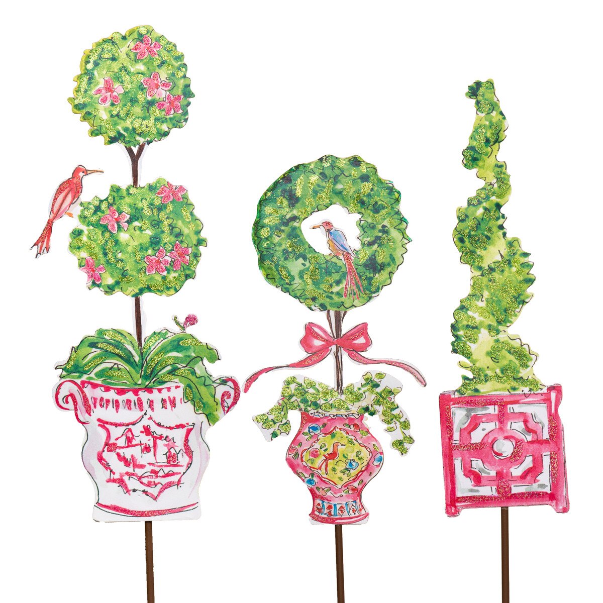 Rosanne Beck - Stake - Pink Boxwood Pots - Findlay Rowe Designs