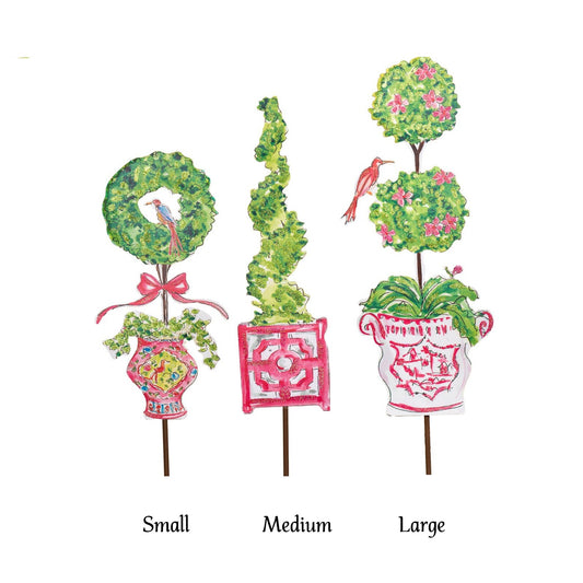 Rosanne Beck - Stake - Pink Boxwood Pots - Findlay Rowe Designs