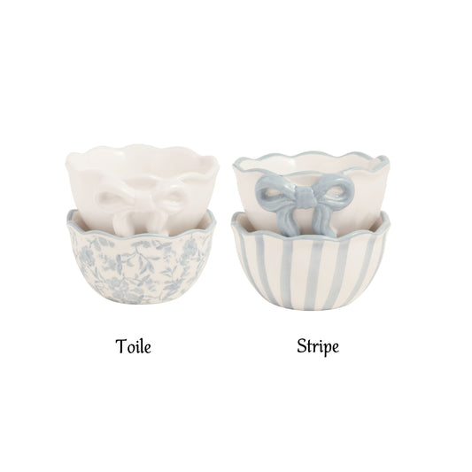 Mud Pie - Tidbit Bowls - Toile or Stripe - Set of 2