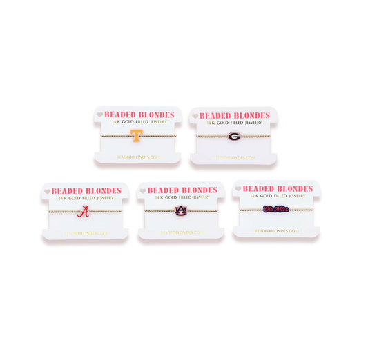 Beaded Blondes - Bracelet - Collegiate Charm - On Gold - Findlay Rowe Designs