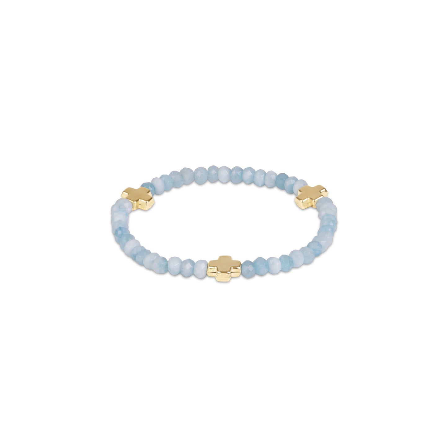 Enewton - Signature Cross Gold 4mm Gemstone Bracelet - Aquamarine