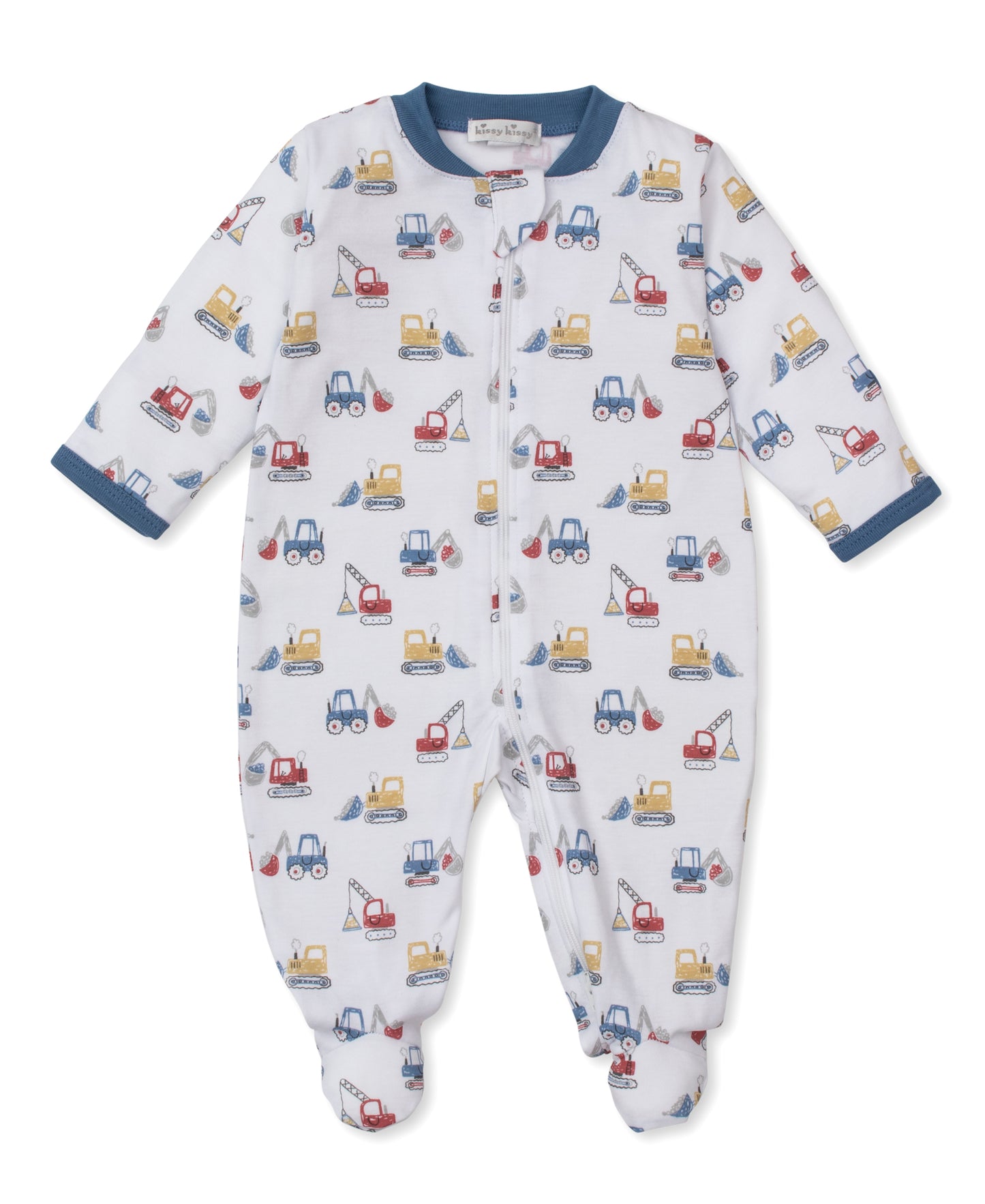 Kissy Kissy - Zip Footie - Diggers - Findlay Rowe Designs