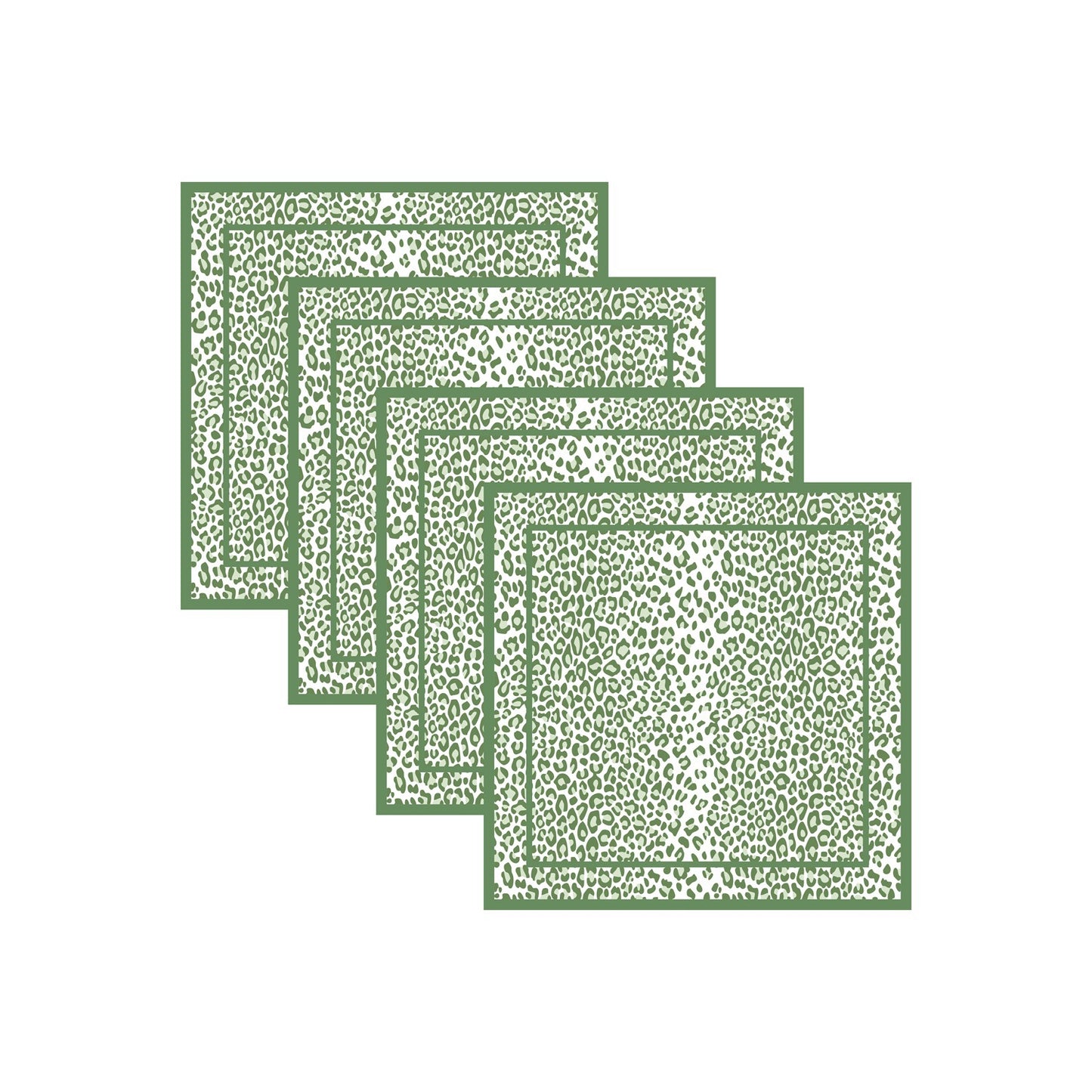 Beatriz Ball - Napkins - Leopard 20 x 20 - Green and White Set 4 - Findlay Rowe Designs