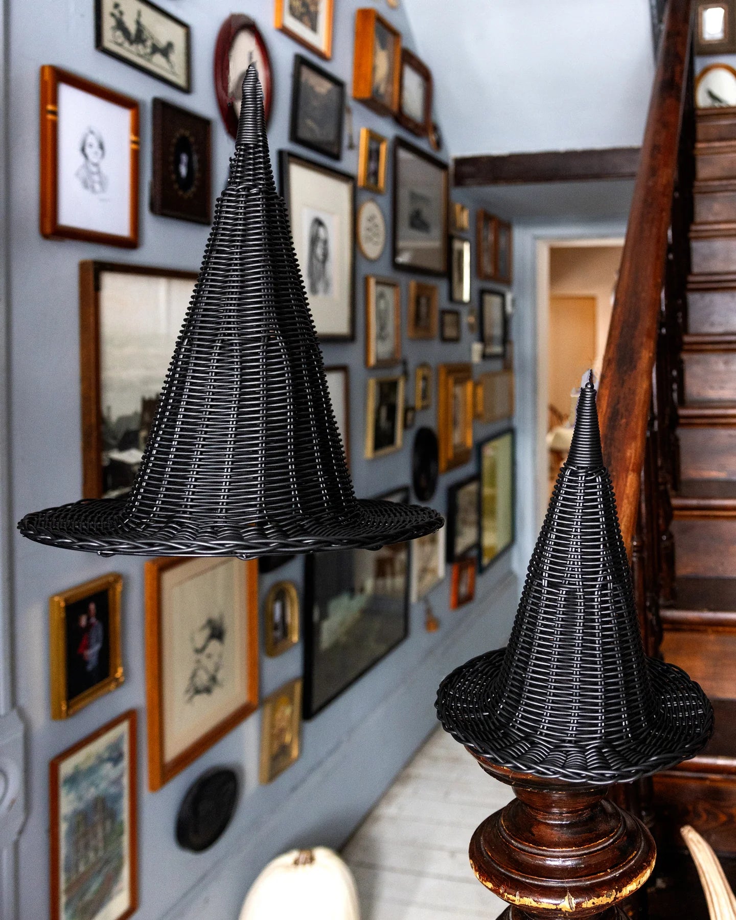 Witch Hat - Faux Wicker Woven - 15in