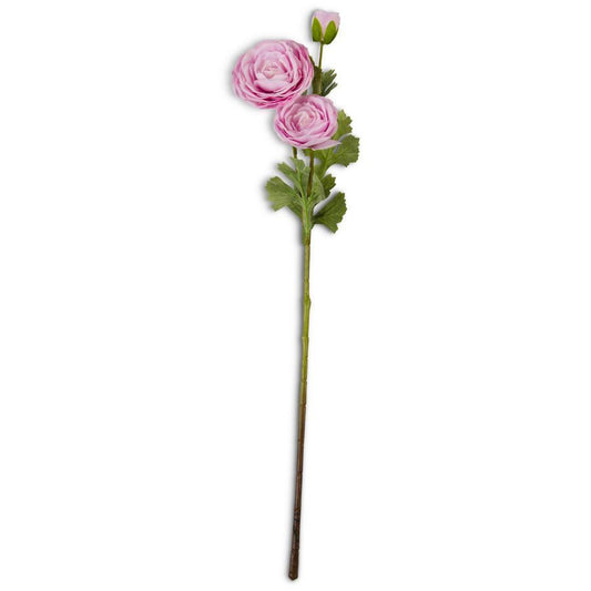 Ranunculus Stem - 25 Inch Pink Real Touch Triple Bloom - Findlay Rowe Designs