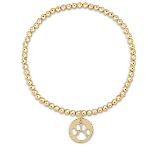Enewton Extends - Classic Gold 3mm bead bracelet - paw print gold disc - Findlay Rowe Designs