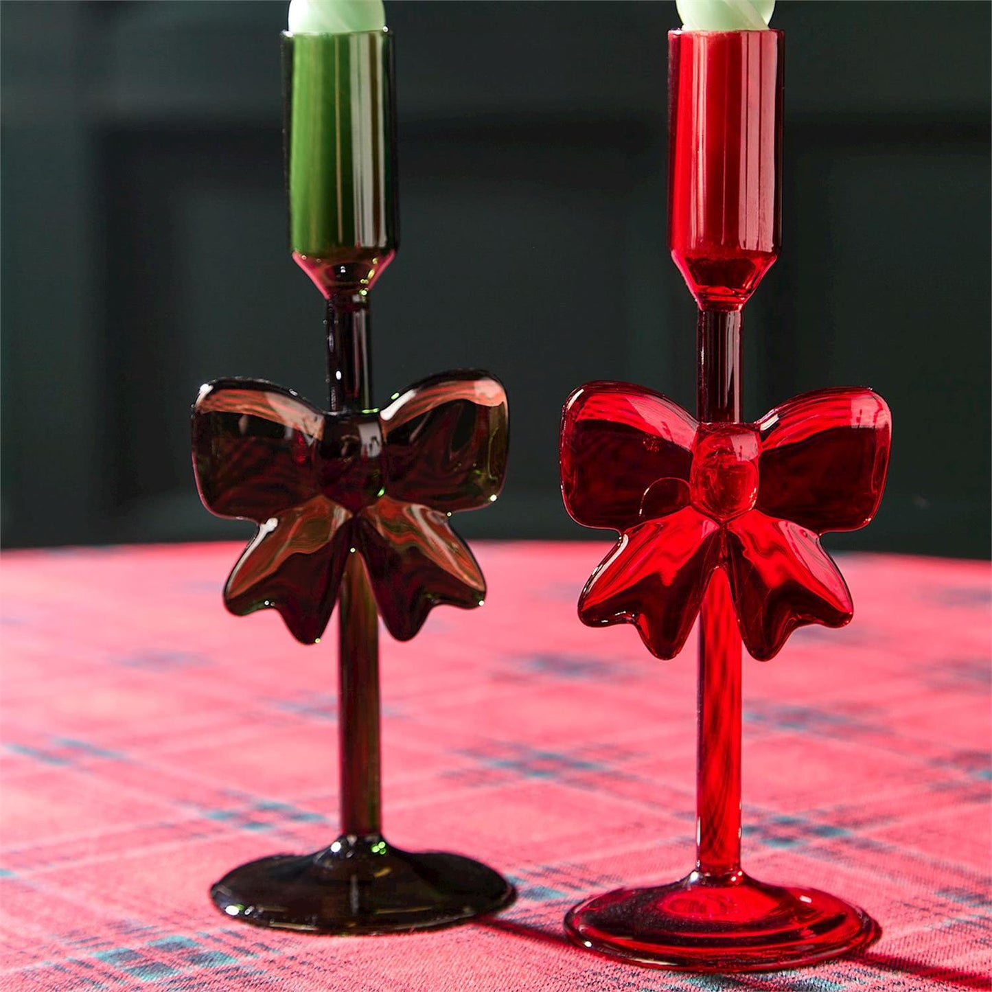 Candleholders - Taper - Holiday Bows Red or Green