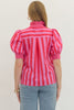 Entro - Top - Puff Sleeve - Pink Red Stripe - Findlay Rowe Designs