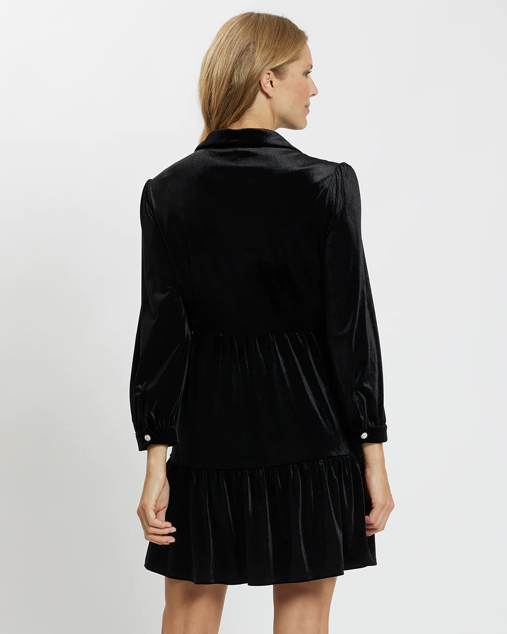 Jude Connally - Velvet Dress - Black Sparkle Henley - Findlay Rowe Designs
