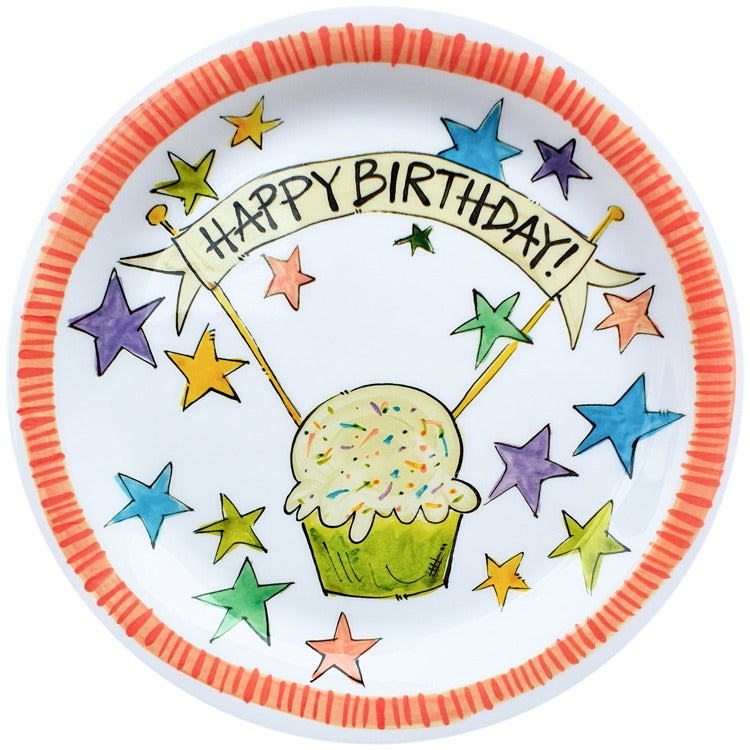 Plate - Happy Birthday - Cupcake - Coral Edge