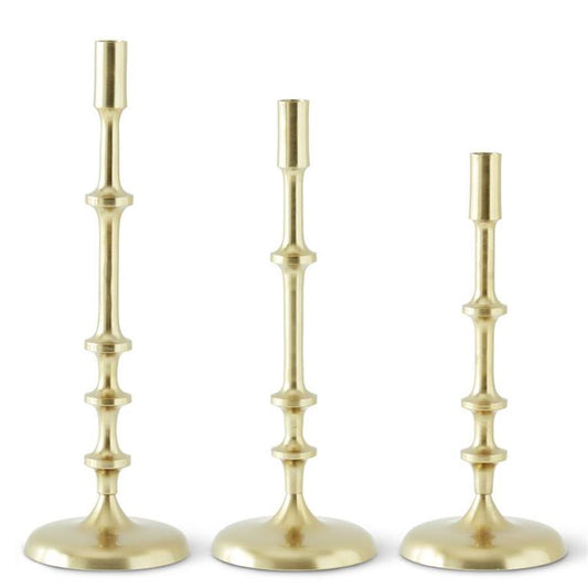Taper Candle Holder - Gold Ribbed - Findlay Rowe Designs