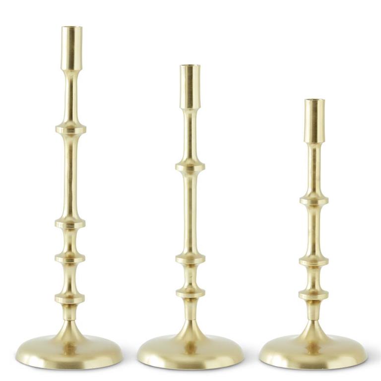 Taper Candle Holder - Gold Ribbed - Findlay Rowe Designs