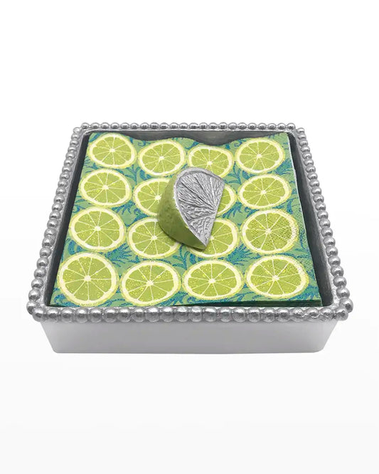 Mariposa- Green Lime Wedge Beaded Napkin Box Set