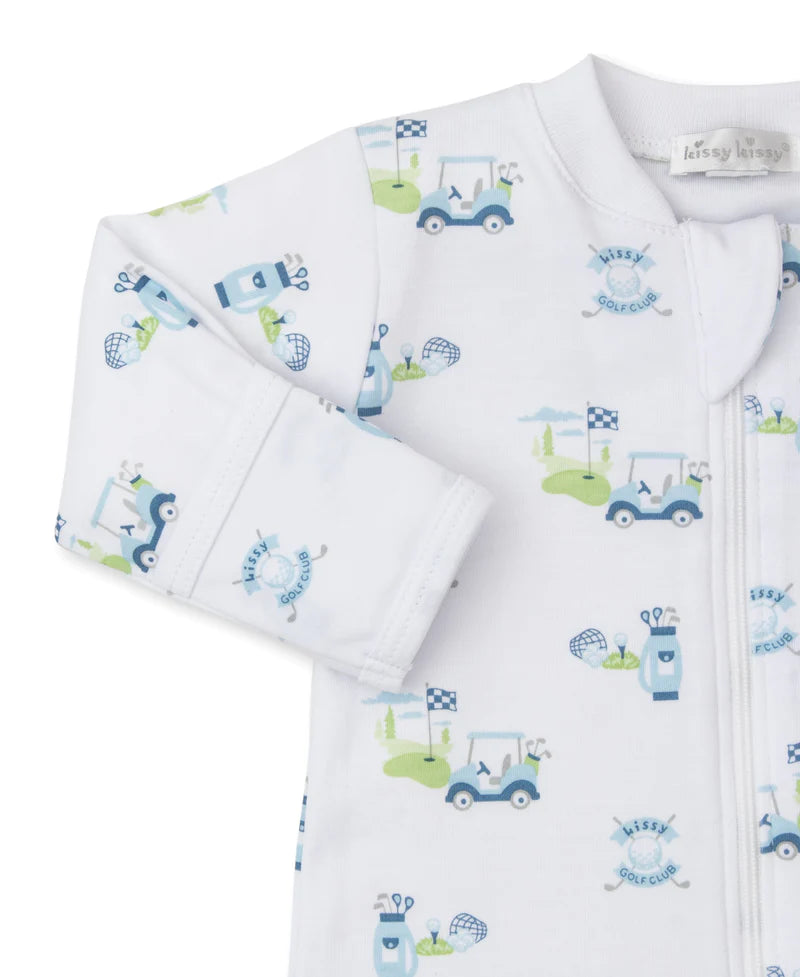 Kissy Kissy- Kissy Golf Club Blue Zip Footie - Findlay Rowe Designs