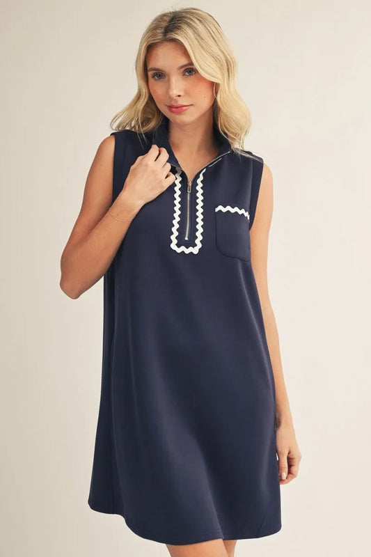 Jodifil - Dress - Mock Neck Sleeveless - Navy - Findlay Rowe Designs