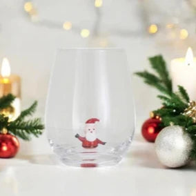 Stemless Wine Glass - Christmas Figure - Findlay Rowe Designs