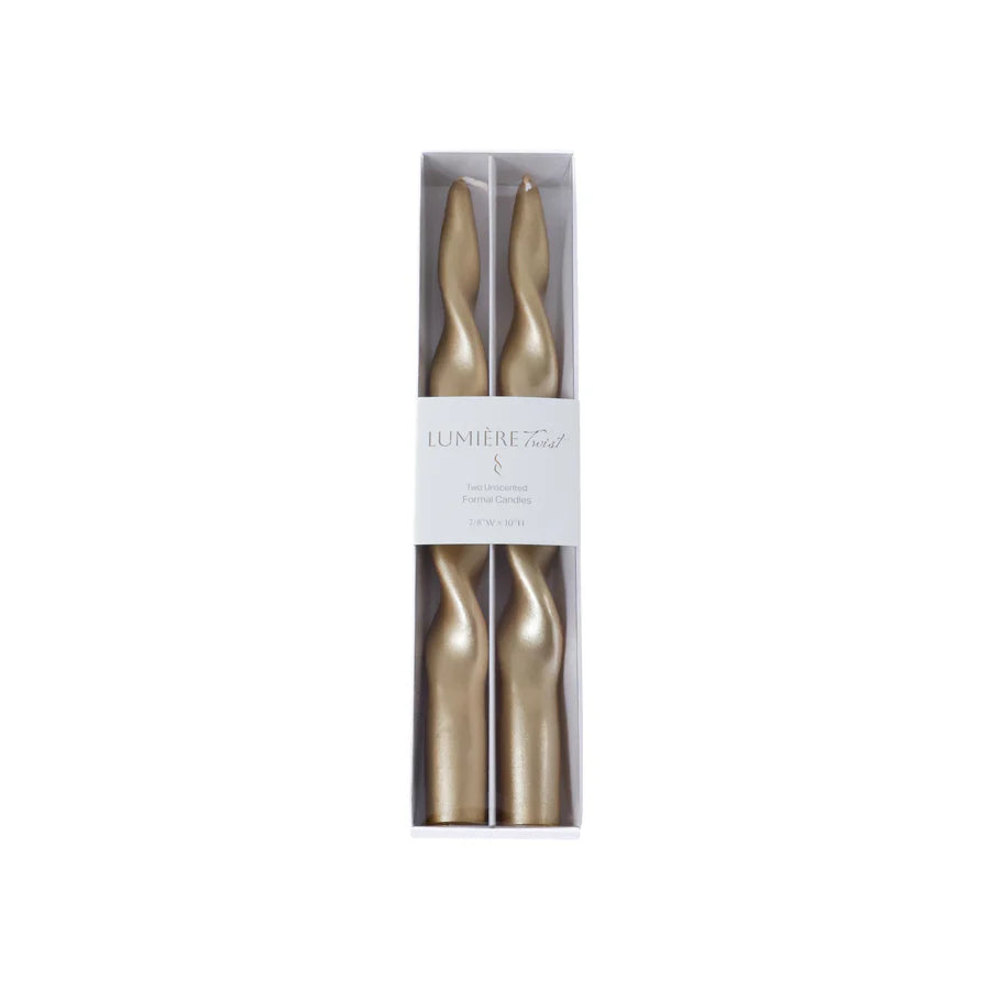 Candles - Taper - 10in Lumière Twist Gold - Set of 2