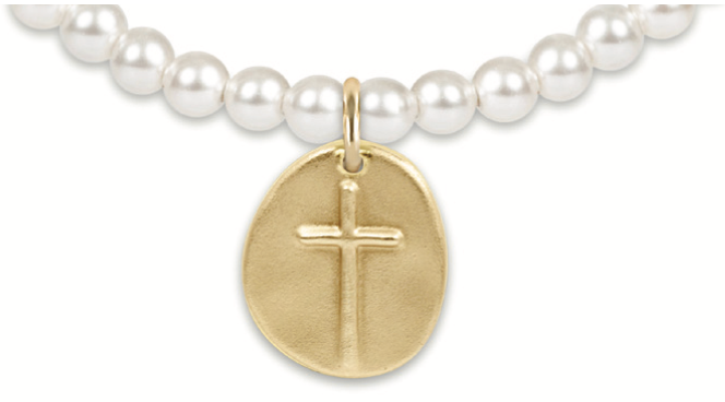 Enewton - Classic Pearl 4mm Bead Bracelet - Inspire Gold Charm - Findlay Rowe Designs