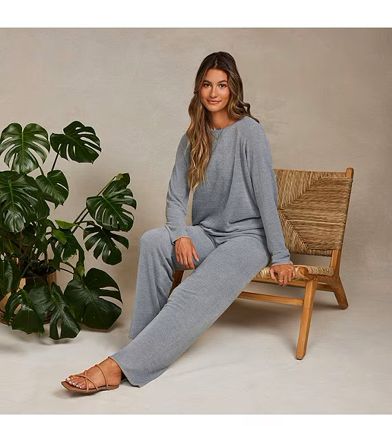 Barefoot Dreams - Cozychic Ultra Lite - Jersey Pullover and Wide-Leg Pant Lounge Set - Sand Dune - Findlay Rowe Designs