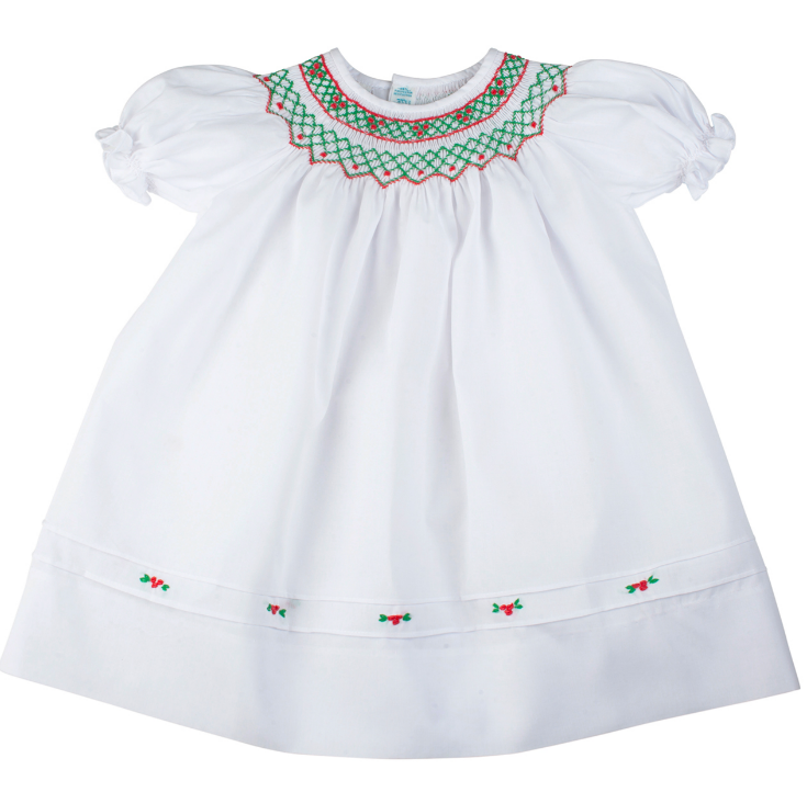 Clearance - Baby - Holiday Smocked Bishop Dress - 3Month - Findlay Rowe Designs