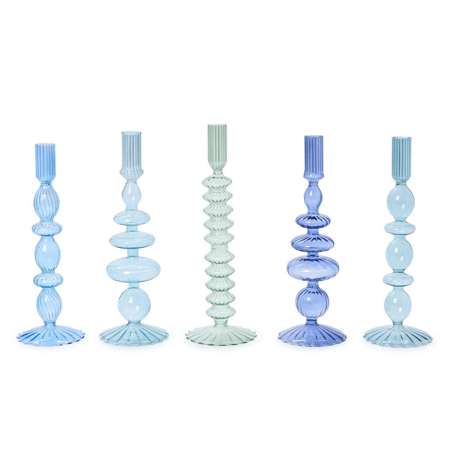 Candle - Glass Taper Candleholders - Shades of Blue - Findlay Rowe Designs