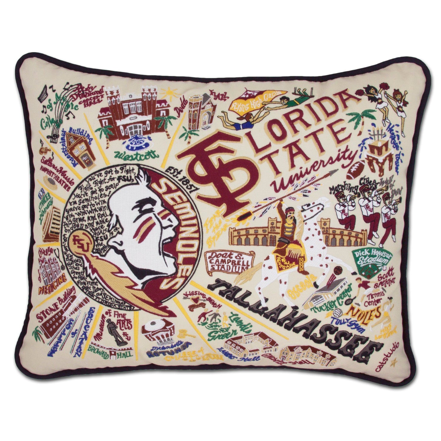 Catstudio - Collegiate Embroidered Pillow - Florida State University