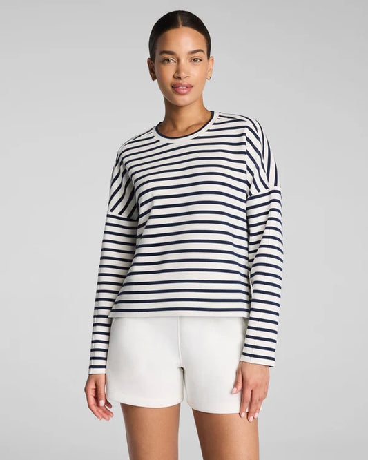 Spanx - Top - AirEssentials Crewneck Long Sleeve - Timeless Navy Stripe - Findlay Rowe Designs