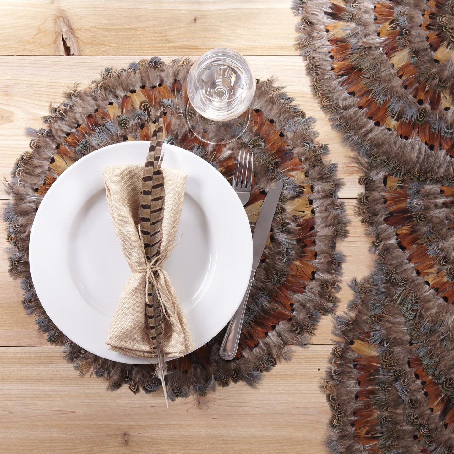 Placemat - Pheasant Feathers - Round - Findlay Rowe Designs