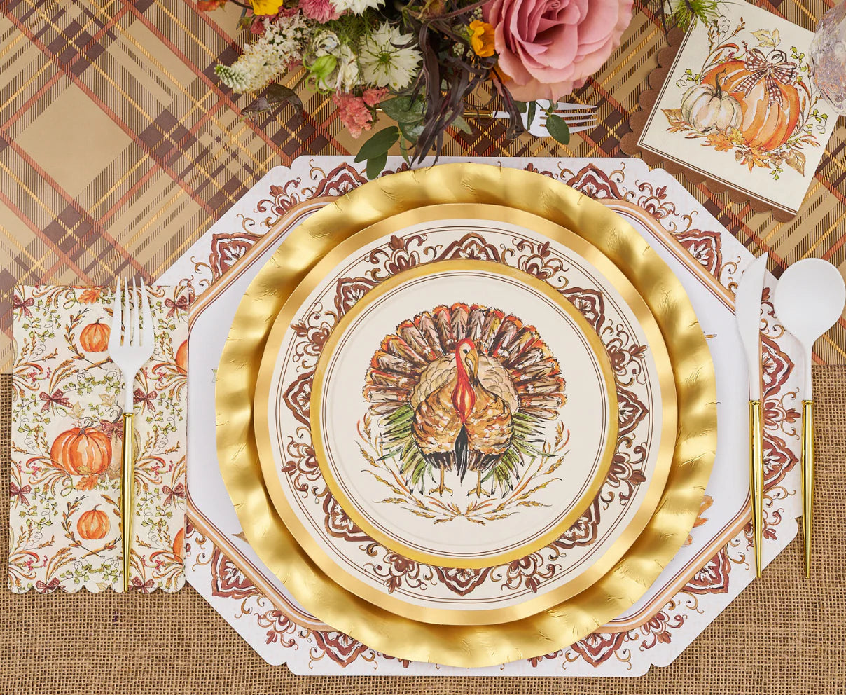 Sophistiplate - Scallop Guest Towel Napkin - Turkey & Gourds