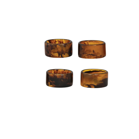 Napkin Rings - Tortoise Shell Finish - Set of 4