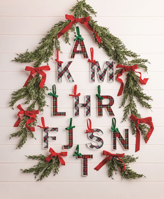 Mud Pie - Ornament - Tartan Letter