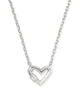Kendra Scott - Necklace - Emery Heart Short Pendant - Silver White Cz