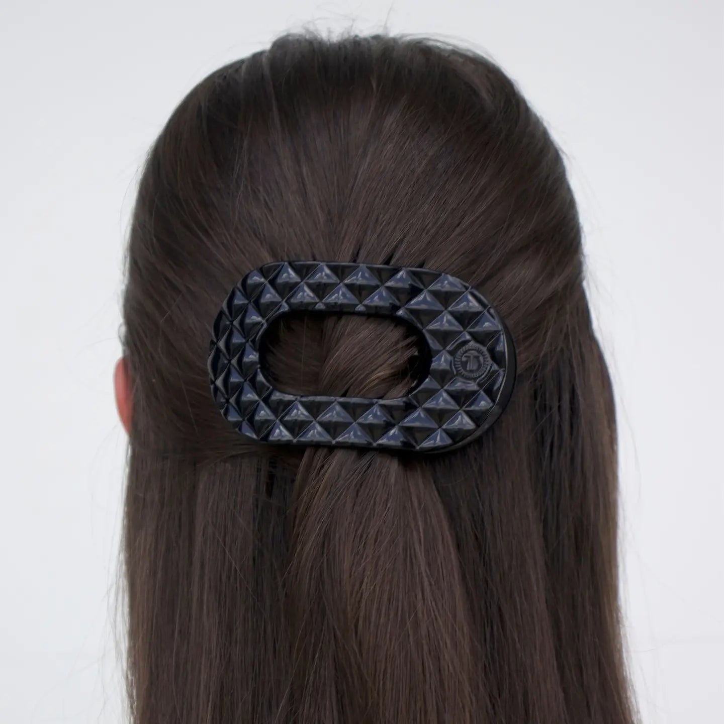 Teleties - Flat Round Hair Clip - Jet Black Quilted - Medium - Findlay Rowe Designs
