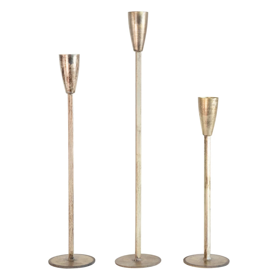 Candle - Metal Taper Holders with Antique Finish - Medium - Findlay Rowe Designs