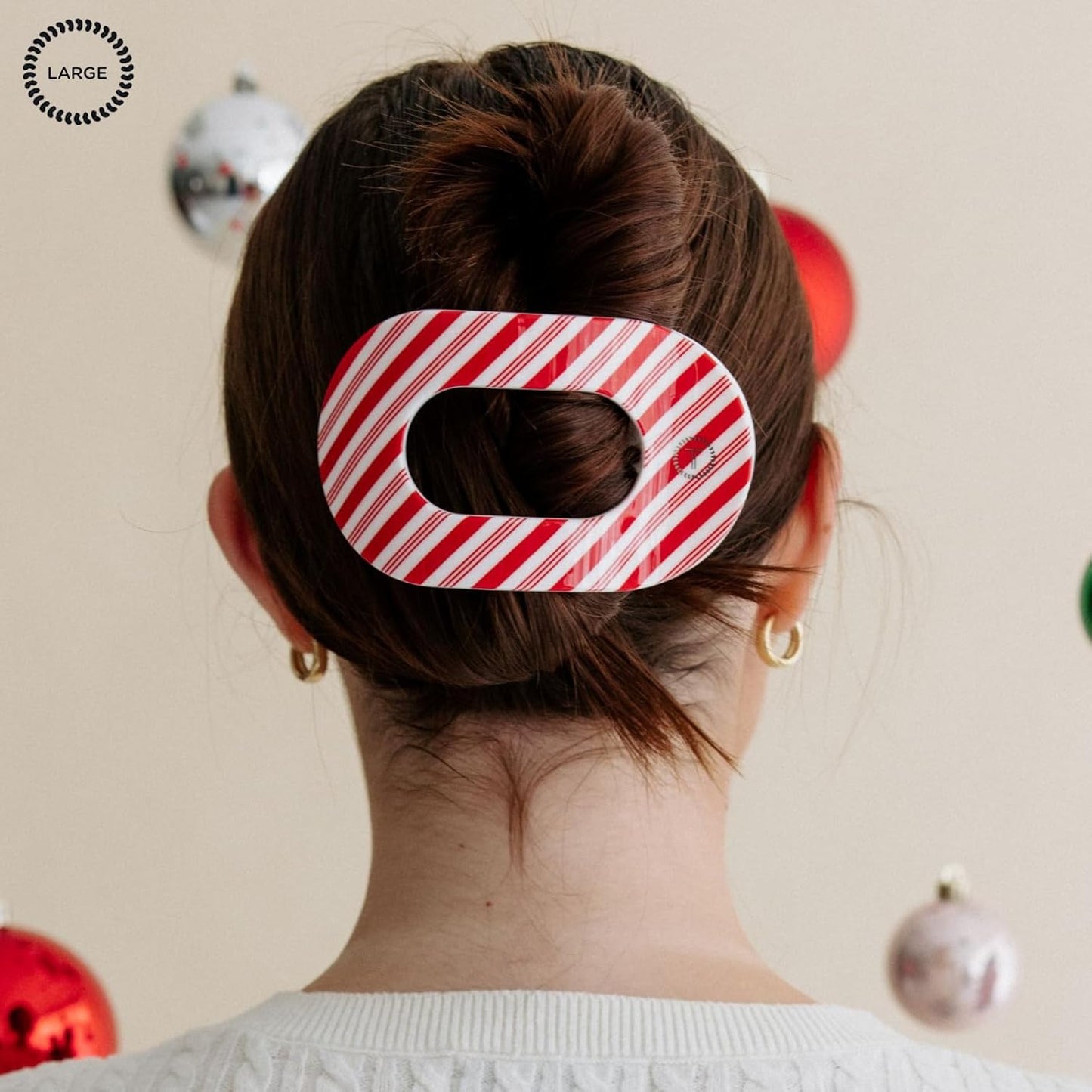 Teleties - Flat Round Clip - Candy Cane Crush - Large