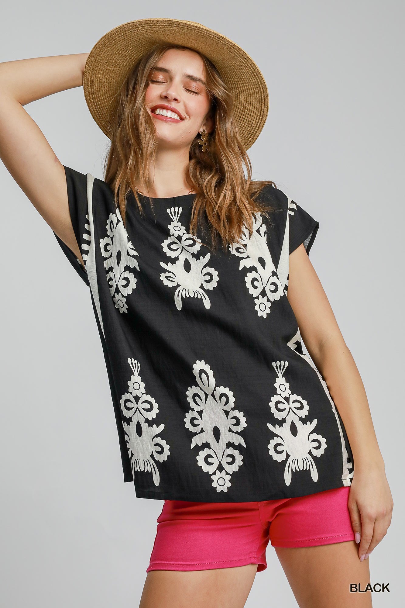 Top - Poncho Style Abstract - Black - Findlay Rowe Designs