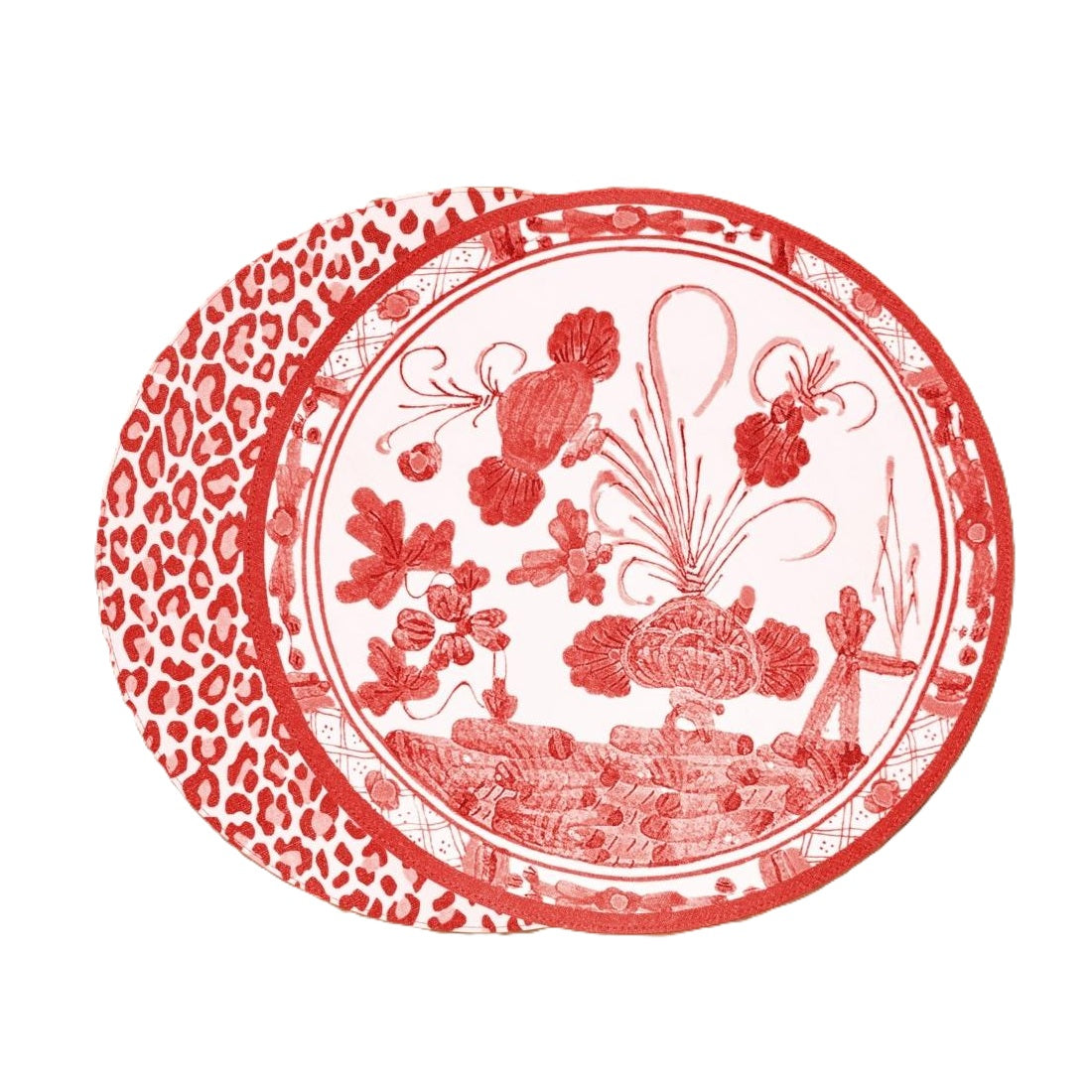 Beatriz Ball - Placemat - Faenza & Leopard Reversible - Red - Findlay Rowe Designs