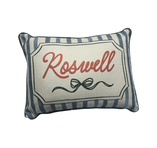 Little Birdie - Pillow - Lumbar - French Blue Stripe - Roswell - Findlay Rowe Designs