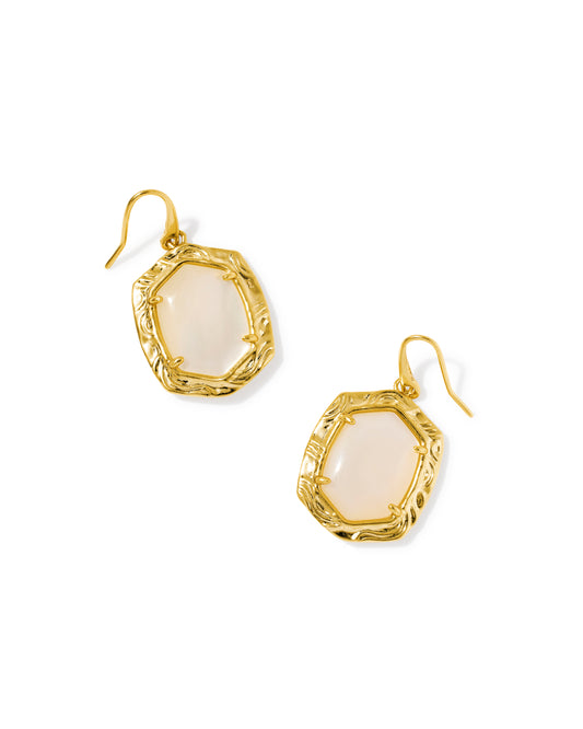 Kendra Scott - Earrings - Tiger Striped Daphne Drop - Gold Natural Mother Of Pearl - Findlay Rowe Designs