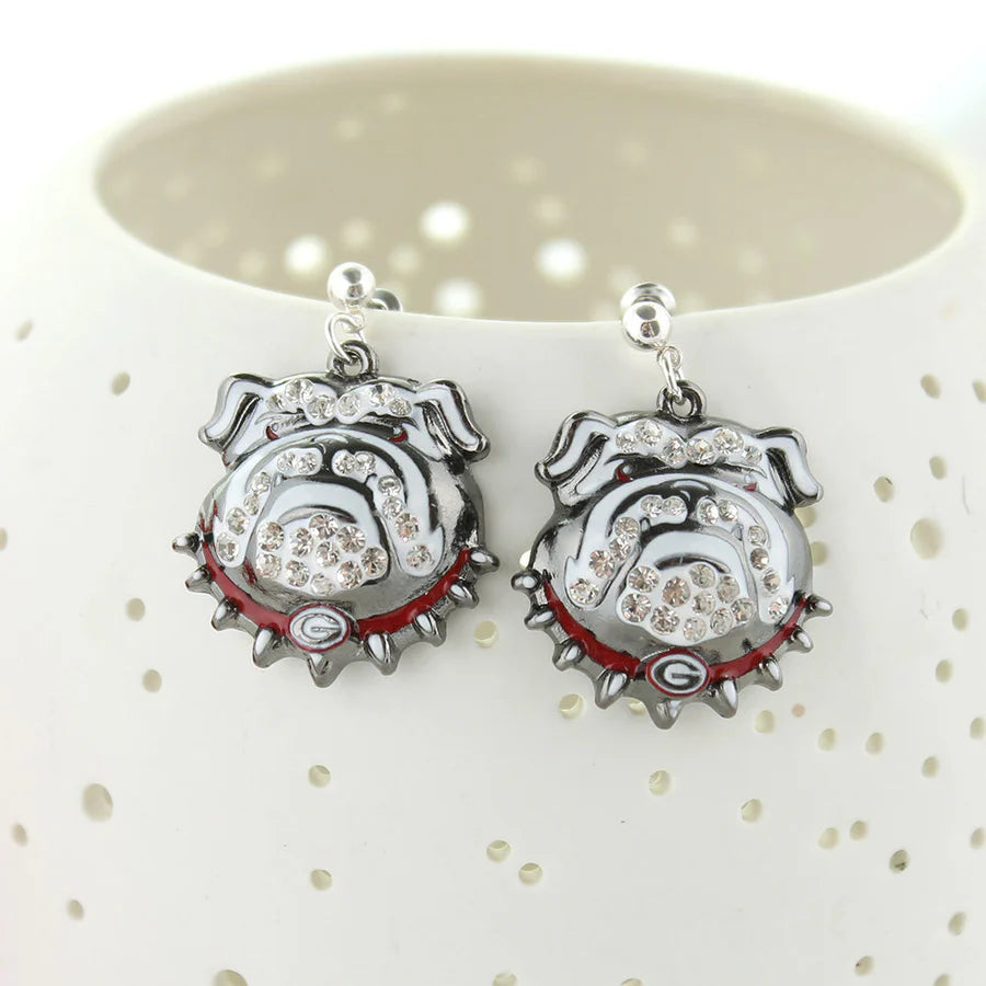 Earring - Crystal UGA Bulldog - Silver - Findlay Rowe Designs