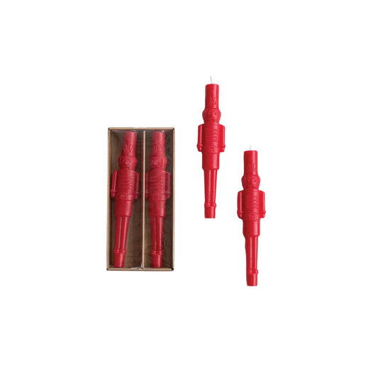 Candle - Taper - Nutcracker Shape - Set of 2 - Red