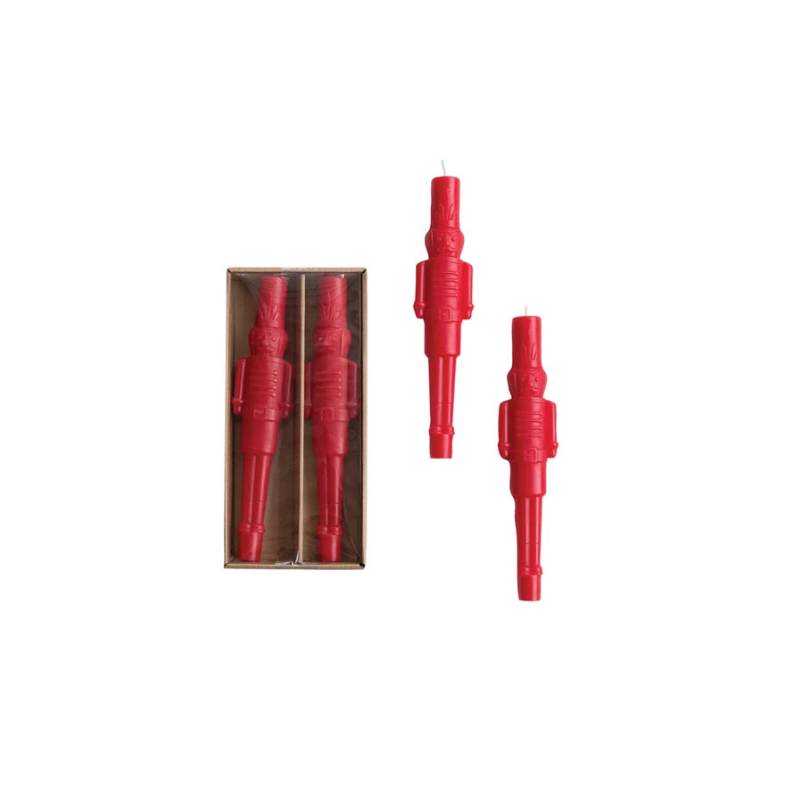 Candle - Taper - Nutcracker Shape - Set of 2 - Red